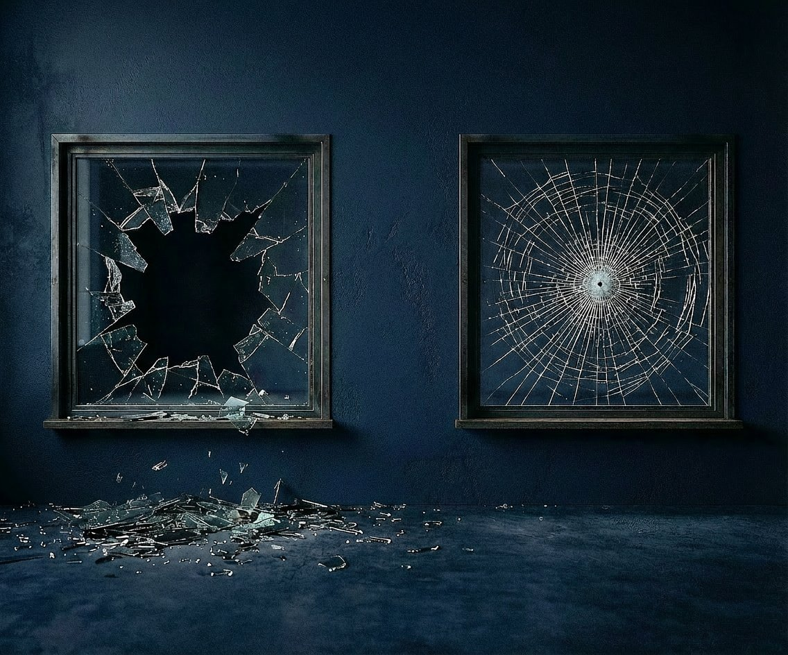 Glass shattered without film vs protected with Durafilm